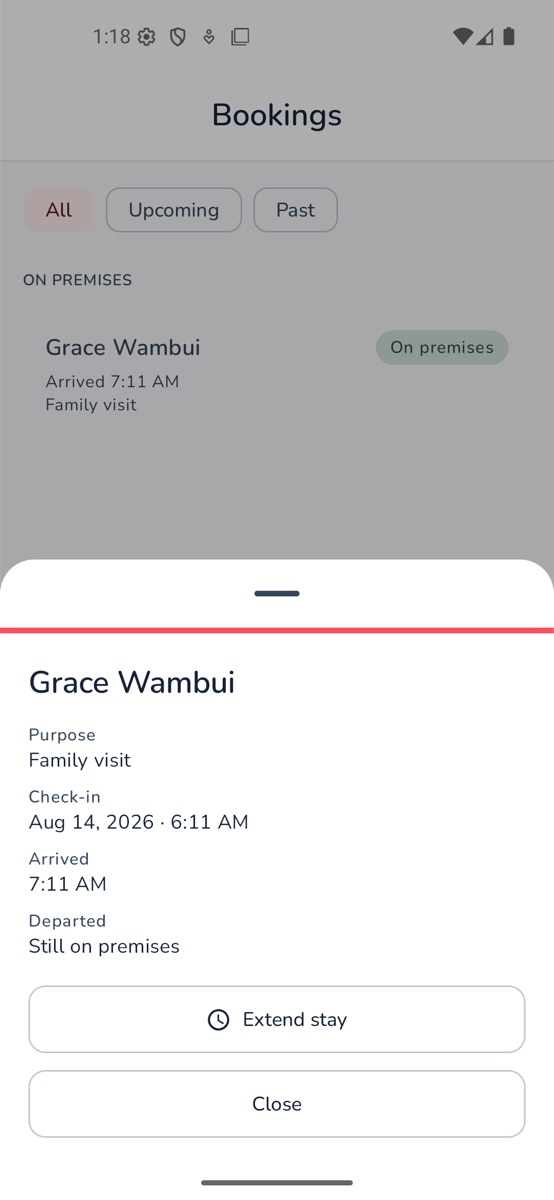 Unity Pass booking detail sheet on an Android phone
