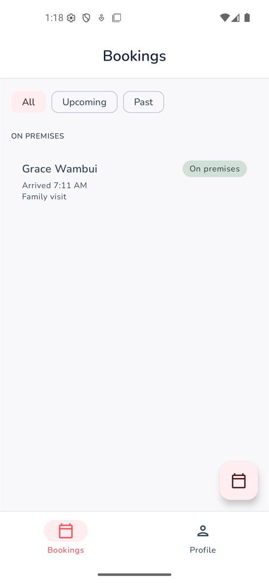 Unity Pass bookings list on an Android phone